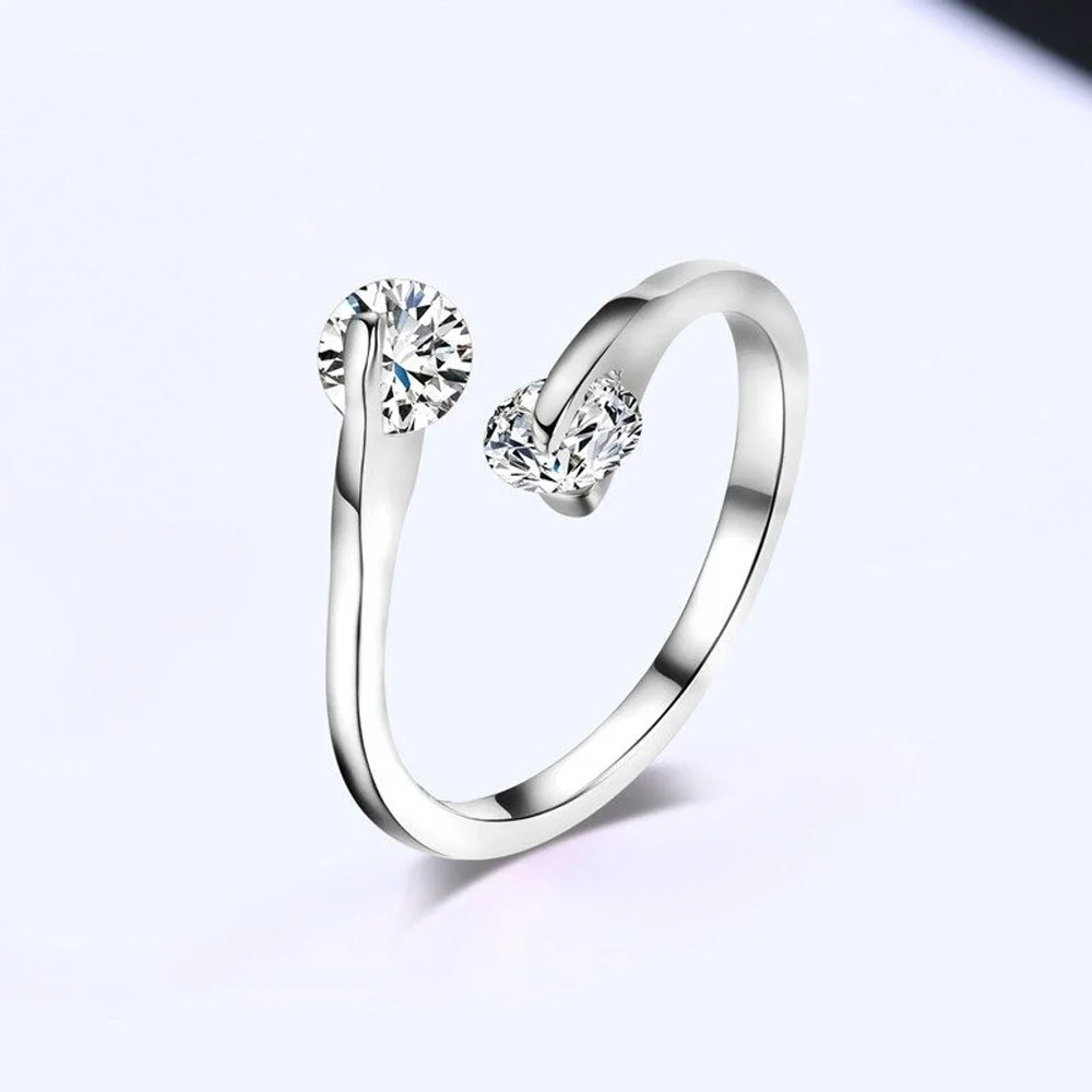 NEW Simulated Diamond Bypass Ring | White Gold Plated Sterling‎ Silver